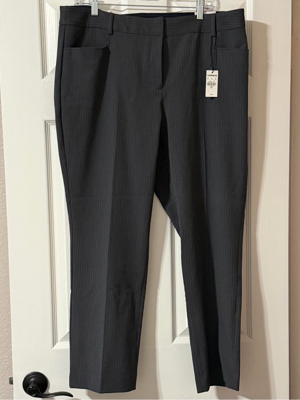 NWT EXPRESS COLUMNIST SLIM PANTS SLACKS TROUSERS SLIM MID RISE 16S 16 SHORT GRAY
